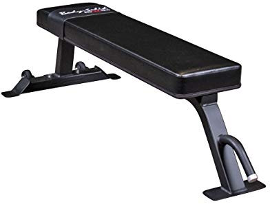 Body-Solid Flache Hantelbank (SFB125) für Bauch-, Ober- und Unterkörperübungen – dicke Polsterung, 680 kg Kapazität, mit Transportrollen für das Fitnessstudio zu Hause