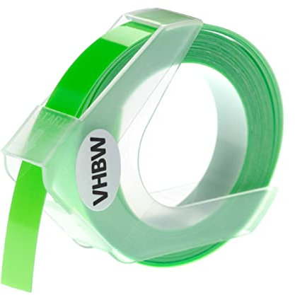 vhbw 1x 3D Prägeband-Schriftband-Kassette kompatibel mit Dymo 15447, 1535, 1540, 1550, 1570 Etiketten-Drucker 3m x 9mm Weiß auf Neon-Grün