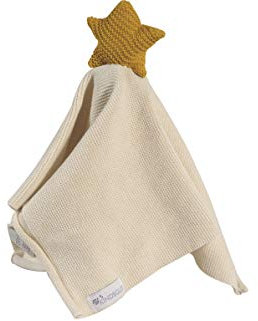 Kindsgut Schmusetuch mit Rassel aus 100% zertifizierter Baumwolle, dezente Farben und Schlichtes Design, ideal für unterwegs oder zum Kuscheln, schönes Geschenk zur Geburt, Stern