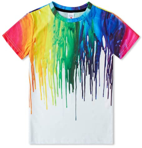 Belovecol T-Shirt pour Garçon Fille, Enfant 3D T-Shirt Coloré à Manches Courtes Cool T-Shirts