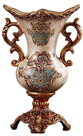 Vase Deko Europäische Weinlese-Harz-Blumen-Vase Doppel Ohren Großes Glas, Pastoral Land Dekorative Bodenvase for Wohnzimmer Schlafzimmer Tischaufsatz oder Hochzeitsgeschenk (Color : D)