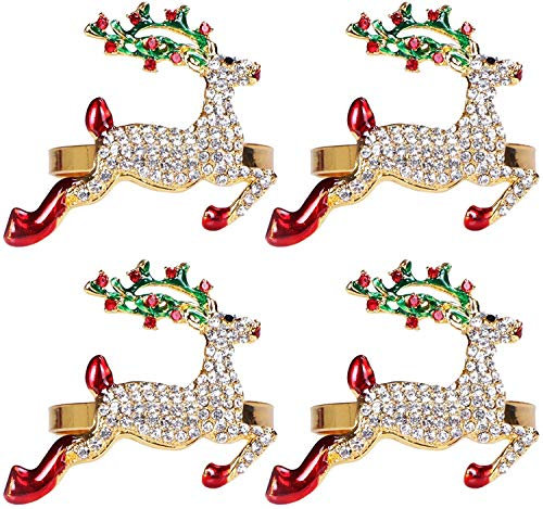 DBThing Serviettenringe 6er Set Silber 6er Set Serviettenringe Weihnachten Feiertage Thanksgiving (Hirsch 2)