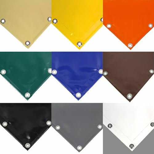 Telo Occhiellato Impermeabile da Esterno in PVC 650 gr/m² con Occhielli ogni 50 cm e Orlo di Rinforzo, Telo Plastica Resistente al Vento, Antipioggia, Antimuffa e Antistrappo (3x2.5, Avorio)