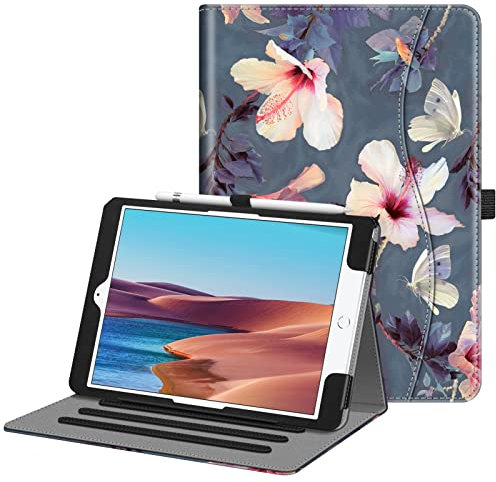 FINTIE Case for iPad 9th / 8th / 7th Generation (2021/2020/2019) 10.2 Inch - [Corner Protection] Multi-Angle Viewing Stand Cover with Pocket & Pencil Holder, Auto Wake Sleep, Blooming Hibiscus