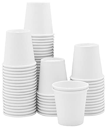 [100 Pack] 3 oz. White Paper Cups, Small Disposable Bathroom, Espresso, Mouthwash Cups