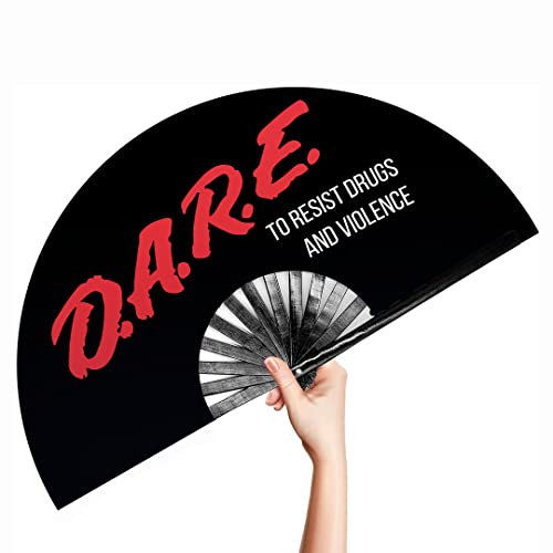 Ravedash 33cm Folding Rave Fan - Dare to Resist - Loud Clack Festival Fans, Festival Fan, Club Fan, Bamboo Fan - for Events, Dance, Performance, Festivals - Dare