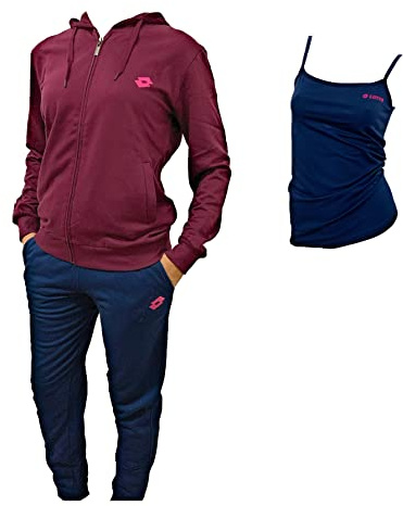 LOTTO Tuta Donna in Felpa GARZATA + T-Shirt in Omaggio, Tuta Donna Invernale con Zip Intera Tuta Donna Completa
