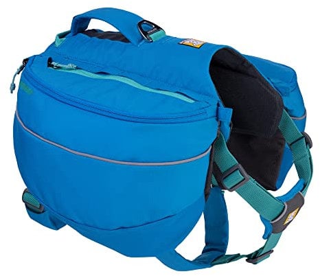 RUFFWEAR Approach Pack, Hunderucksack-Tragetasche mit integriertem Geschirr und Taschen, Tragbares Haustier-Wander- und Campingzubehör mit 2 Leinenbefestigungspunkten, Blue Dusk (Medium)