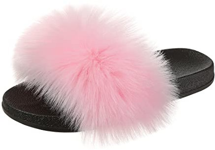 Nasogetch Pantofole Donna Peluche Ciabatte con Pelo Pelose Estive Sandali Pelliccia Ecologica 026 Rosa 40/41EU