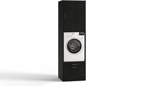 WASCHTURM • Waschmaschinenschrank mit Schrankaufsatz • HBT: 233x67x65 cm • Schublade & Ausziehbrett • TÜV-Zertifiziert • Eiche-Optik
