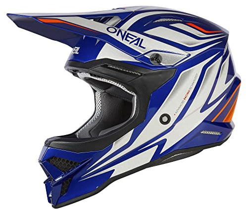O'NEAL | Motocross-Helm | MX Enduro | ABS-Schale, Lüftungsöffnungen für optimale Kühlung | 3SRS Helmet Vertical V.23 | Erwachsene | Blau Weiß | Größe M (57/58 cm)
