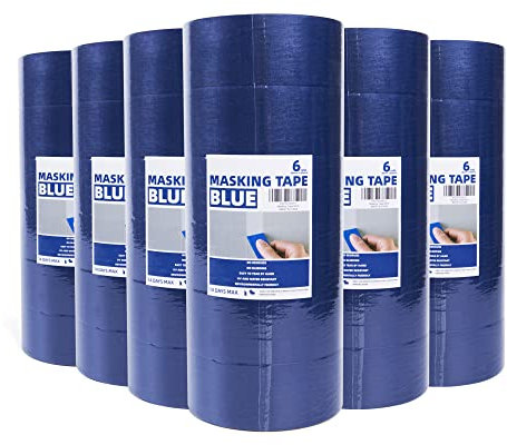 TAPEBEAR UV Beständig Blaues Abdeckband, Malerband, rückstandsfreies blaues Klebeband, Dekorateure, Künstlerband mit scharfen Linien zum Malen, Farbband, Papierband, 48 mm x 55 m, 36 Rollen