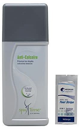 BAYROL SpaTime Anti-CALCAIRE Liquide - 1L | Prévient la Formation des dépôts calcaires tenaces + 10 Tests HPS OFFERTS 6 en 1