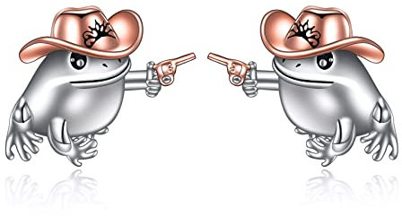 Frosch Ohrringe Aus 925 Sterling Silber Der Cowboy Frosch Ohrstecker Niedliche Ohrringe Für Frauen Schmuck Geschenk Für Herren Damen