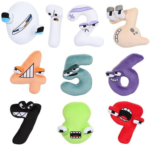 MAGIC SELECT Pack 9 Number Lore Plüsch, Zahlen 1-9 aus Plüsch, Alphabet-Puppen, weiches Lernspielzeug, Geschenk für die Geschichte, Alphabet, Lernzahlen für Kinder.