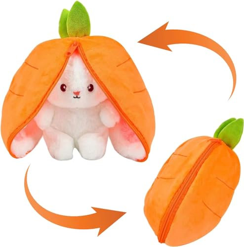Yizemay Osterhase Plüschtier, Bunny Pal Hase Plüschtier Verstecken, Plush Hasen Erdbeeren, Kuscheltier Osterhase Puppe Geschenk für Kinder
