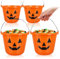 com-four® 4X Secchi di Zucca di Halloween XL - Secchi di plastica a Forma Zucca per la Raccolta di Dolci - Borsa di Raccolta con Manico per Halloween