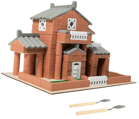 Fenteer DIY Bausteine Haus 3D Holzpuzzle Spielzeug mit Zement Einzigartige Baubausteine für Eltern-Kind-Interaktion