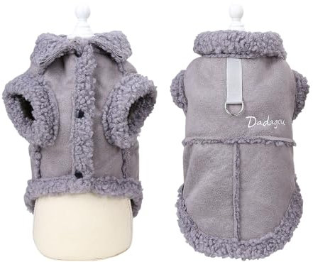 Hundemantel Winter,Hund Warme Jacke,Hundeweste mit D-Ring,Hundejacken für den Winter Winddicht,Fleece Warm Hunde Winterjacke für Kleine Mittelgroße und Große Hunde(Grau,L)
