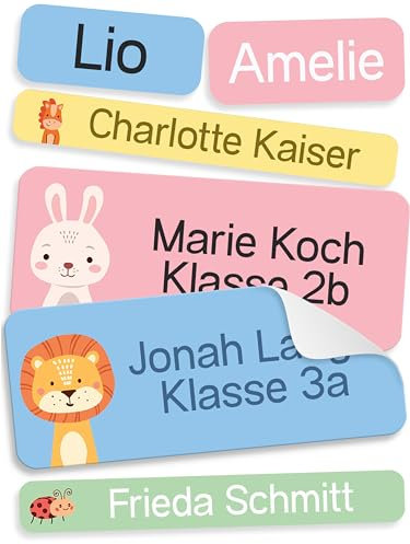 StiKiddo® 145 Stück Namensaufkleber Set für Kinder in der Schule - Personalisierte Aufkleber, Ideal für Stifte & Schulsachen, Made in Germany - Blau