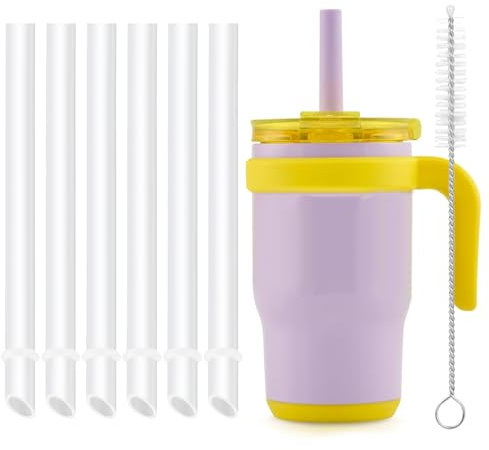 Replacement Straws Compatible with Reduce Coldee Tumbler - Kids 14 Oz Reduce Mug Straw Replacement- 6 Pack Straws And 1 Pack Cleaning Brush.