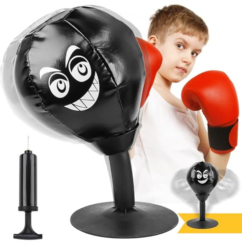 Punchingball Tisch Desktop Boxsack mit Starken Saugnäpfen und Luftpumpe, Lustige Boxbirne Mini Boxball zum Stressabbau, Punching Ball für Erwachsene und Kinder