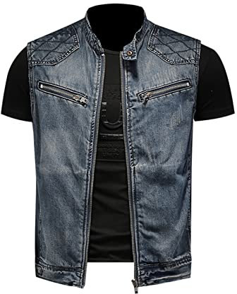 Motorrad Weste Jeans Herren, Jeansweste Herren Ärmellos Angelweste Mit Vielen Taschen Multifunktionsweste Atmungsaktive Lichtfeldweste Mit Knöpfen Arbeitsweste Leicht Faltbar Reporterwesten/