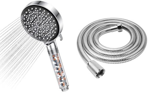 Pommeau de Douche, YEAUPE Pommeau de Douche économie d'eau, pommeau de douche haute pression & Flexible de Douche Universel - Tuyau de douche de 1,5 m (59 pouces) en acier inoxydable