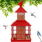 Caged Bird Feeders Squirrel-Proof, ULENDIS Metal Capacity-Cage Tube Seed Feeders with Tray, Wild Bird Feeders for Outdoors Hanging Attract Birds(Bright Red)