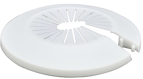 INDPROD Flanschrohrabdeckung Dekoration, weißer PP-Kunststoff, 19,0 cm bis 22,0 cm Außendurchmesser, 2 Stück