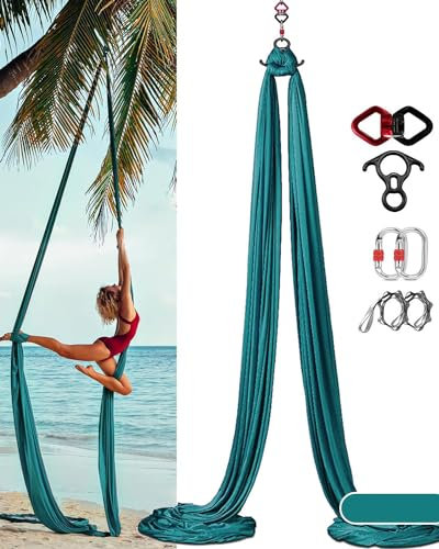 UCHAIUP Aerial Yoga Tuch, 8 m, Vertikaltuch Set, inklusive Zubehör, dehnungsarme, hochwertige Stoffe (Dunkelgrün)