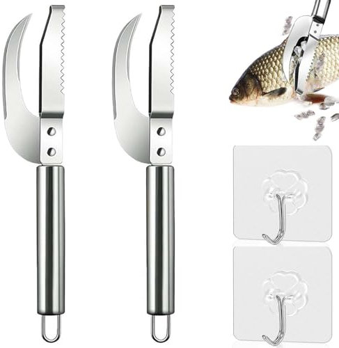 EnixwH 2 Stück Fischentschupper 3 in 1 Fish Knife Multi Fish Scale Knife Fischschuppen Entferner, Multifunktionales Entschupper für Fisch, Fischschupper für Schneiden Entschuppen Ausnehmen Fischen