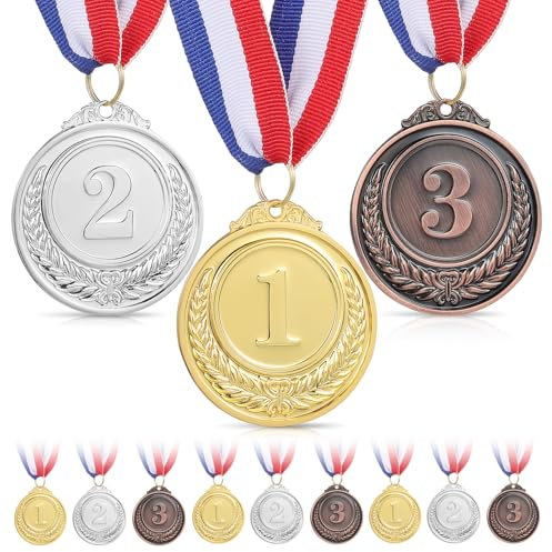 Toddmomy 12 Stück Metall Medaillen: Gold Silber Bronze Medaillen für Kindergeburtstag, Medaille für Schulspiele, Fussball & Feiern Mitgebsel
