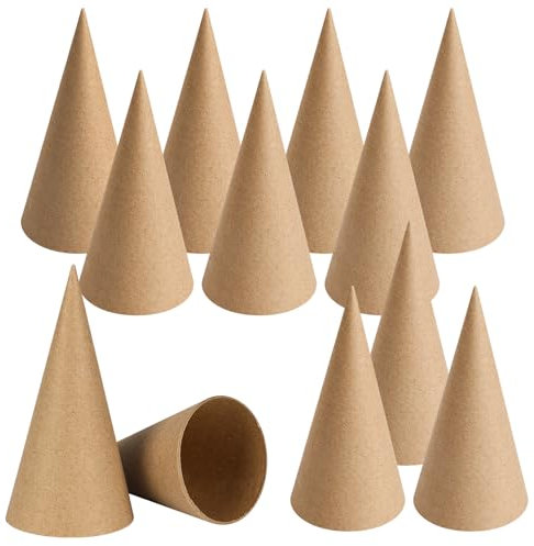 TFTAFAN 12 Stück dicke Pappmaché-Zapfen, Weihnachts-Karton, Bastelmasse, offener Boden, für Halloween, Valentinstag, DIY, Zwerge, Ornament, Baumschmuck (15,2 cm)