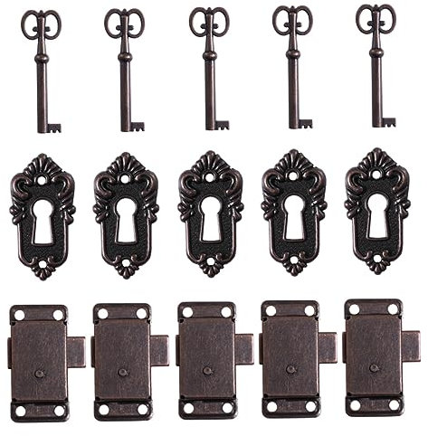 WHAMVOX 5 Set Serratura Fermo D'epoca Serrature Antiche Ferramenta Per Serrature Per Mobili Serrature Per Mobili Antichi Lucchetto D'epoca Serrature Decorative Ferro Da Stiro Coffee