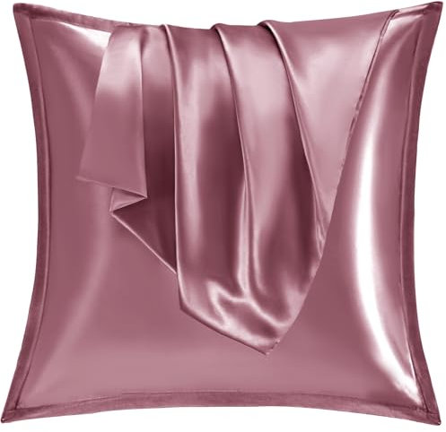 Vielit Taie Oreiller Satin 65x65 Lot de 2,pour Cheveux,Similaire Aux Taie d Oreiller en Soie,Housse de Coussin 65x65,Taies d'oreillers certifié Oeko-Tex Dusty Rose