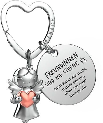 FABACH Beste Freundin Schlüsselanhänger Schutzengel mit Herz und Gravur - Beste Freundin Geschenke Schlüsselanhänger - Beste Freundinnen Geschenk Engel Glücksbringer Beste Freundin