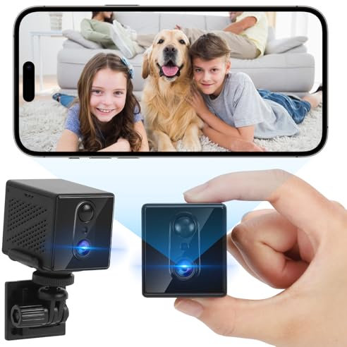 Vankarr Mini Kamera, HD WLAN Überwachungskamera Innen Akku, WiFi Camera Indoor Überwachung, Live Übertragung Handy APP Sicherheitskamera mit Bewegungsmelder, 2-Wege-Audio, Nachtsicht