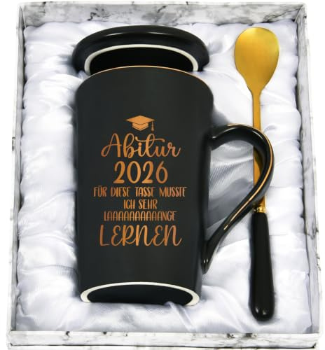 CHUIN DRUCK Abitur Geschenke Schulabschluss Geschenke zum Bestandenen Abitur Tasse - Abitur 2026 für diese Tasse ich sehr lange lernen - Abi Geschafft Geschenk Lustige Geschenkidee, 400ml Schwarz