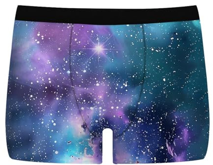 Galaxy Boxershorts Herren Lässige Unterwäsche mit Galaxie-Print Atmungsaktive, Flache, Lustige Unterhosen Männer Boxershorts für Herren mit Galaxie-Sternenhimmel-Print Planeten (B13-Light Purple, XL)