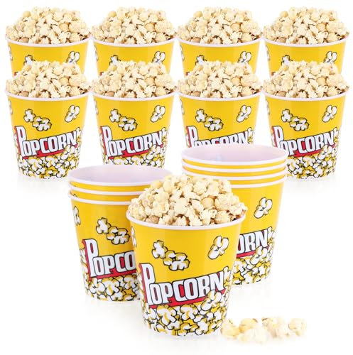 com-four® 16x Popcorn-Eimer - Wiederverwendbare Party-Snack-Schüssel - 2,8 Liter Kino-Eimer - Klassische Popcorn-Schale aus Kunststoff - XL Knabber-Schüssel - Popcorn-Becher