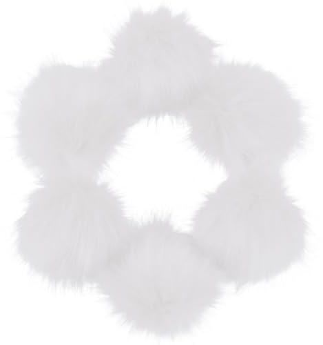 SOFPLATE 6 Stück Hut Pom Poms Aus Kunstfell Weiß Flauschige Pompom Bälle Mit Metall Druckknopf Weich Abnehmbar Dick Beanie Ball Aus Fuchshaar Imitat Für Hüte Schuhe Schals Handschuhe Taschen DIY Baste