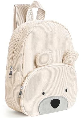Lezehea Kindergartenrucksack Mädchen, Mini Bär Kinderrucksack für Mädchen Junge Rucksack Kinder mit Verstellbare Gurte,Mini Backpack Kita Rucksäck Kleinkind für Baby 2-6 Jahr (Weiß)