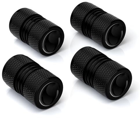 PHYDZFC Ventilkappen für Autoreifen, für BMW M-Modelle, Aluminium-Staubkappen für Reifen, Korrosionsbeständig, Ventilkappen mit Gummiring,A-Black