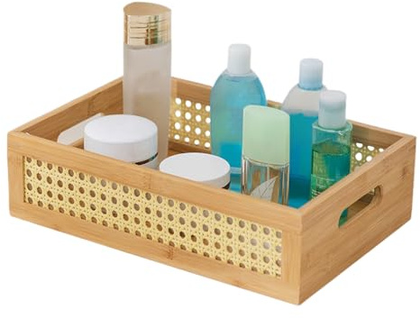 Rattan -Aufbewahrungskiste, Rattan Storage Basket Boho gewebter Organizer
