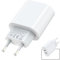 Powice Caricatore USB C da 20 W, con 2 connettori USB-C, 20 W, caricatore USBC, alimentatore di rete per iPhone 16/15/14/13/12/11/SE/XS/XR/8/7 (bianco)