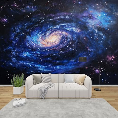 PaxGloz Fototapete Blau Galaxie Tapete Universum Sternenhimmel Tapeten Vliestapete Modern Wandtapete Wohnzimmer Schlafzimmer Kinderzimmer Wanddeko Motivtapeten 200 x 140 cm (B x H)
