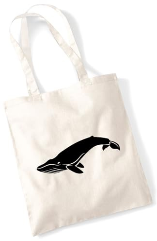 Huuraa Tasche Wal Silhouette Geschenk 10 Liter Natural Baumwolle Wal Accessoire