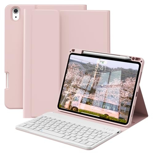 GKABXY for iPad Air 11 inch Case with Keyboard M4/M3/M2 (2026/2025/2024) | Folio Cover with Pencil Holder, Detachable Keyboard case for ipad Air 5th/4th Generation (2022/2020) 10.9 inch, Pink