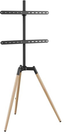 Gembird Schwenkbarer TV-Dreifußständer für 32'' - 65'' Bildschirme, höhenverstellbar, VESA 600x400 mm kompatibel, mit Kabelmanagement, Schwarz/Holzoptik - Modernes Design für optimale Blickwinkel